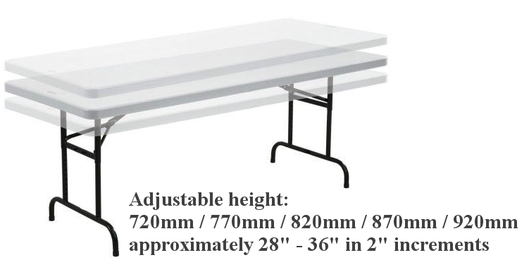 6ft commercial trestle table - adjustable height