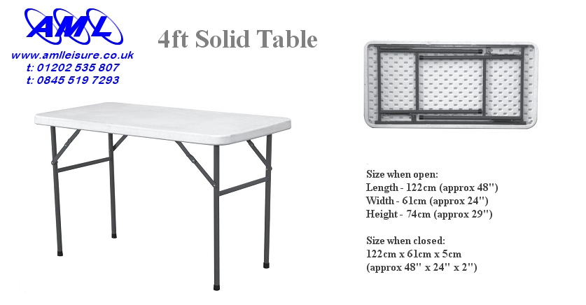 Small 4ft Solid Topped Fold Flat Trestle Table