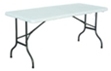 6ft solid topped table - Legs fold away within the table top. Table top is a one piece top and does not fold in half.